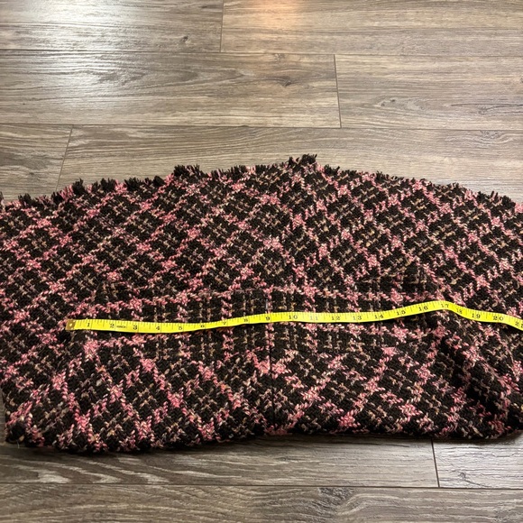 90s Vintage INC International Concepts Tweed Fringe Plaid Skirt Brown/Pink 12 - Picture 6 of 6
